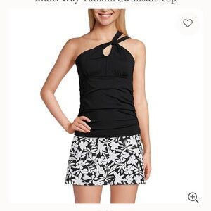 Lands End Tankini Multi Way Chlorine-Resistant High Neck Black XS New!